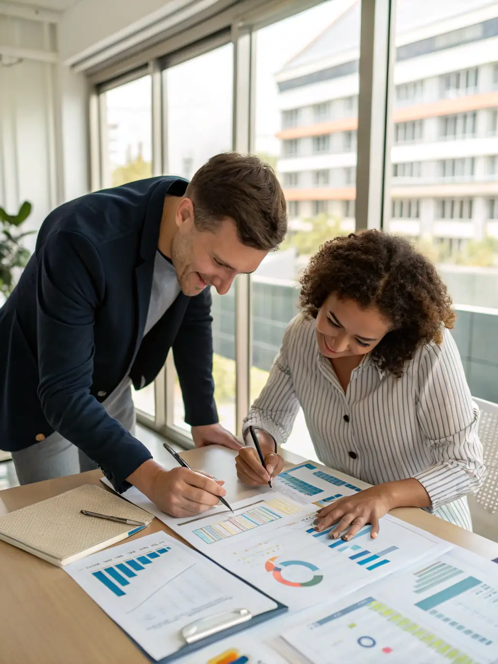 A consultant presenting a strategic growth plan to a client, showcasing NJE Consulting's ability to develop tailored strategies for sustainable growth.